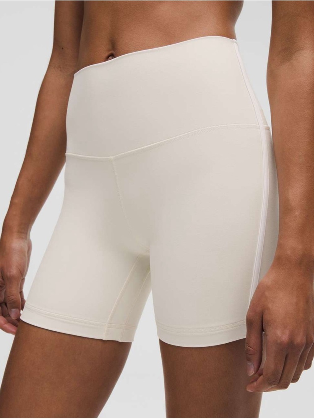 Lululemon Align High-Rise Side-Stripe Short 6" Light Ivory / White